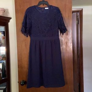 Navy blue leave top roolee dress